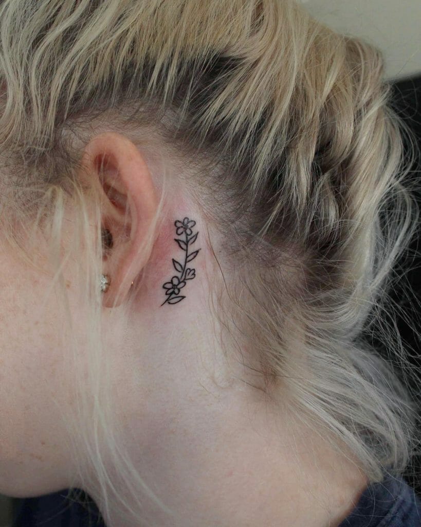 Flower Tattoo Behind Ear