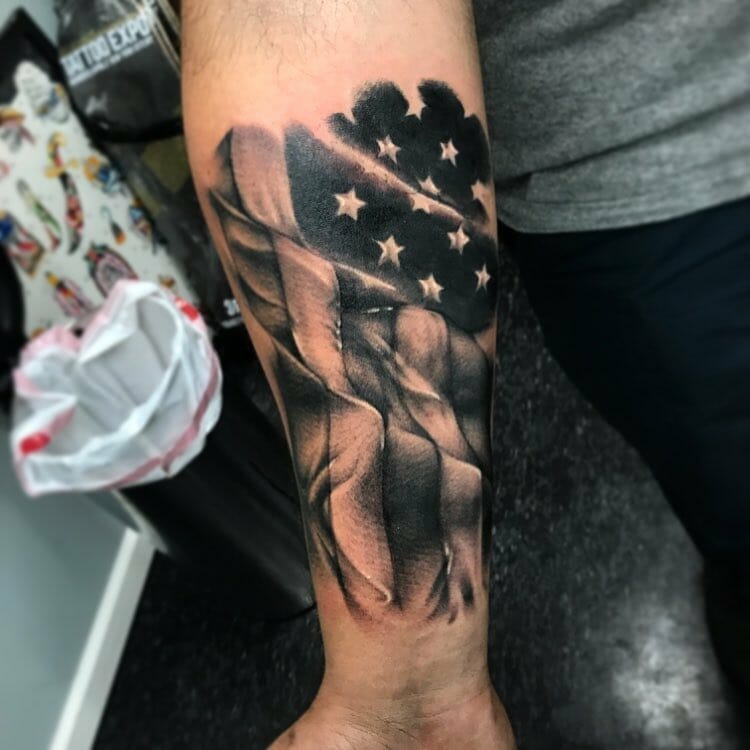 Forearm American Flag Tattoos