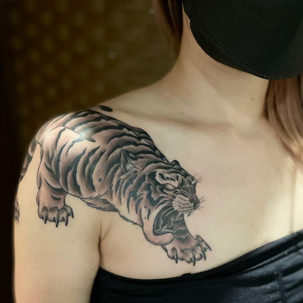 Fun Animal Chest Tattoo For Women