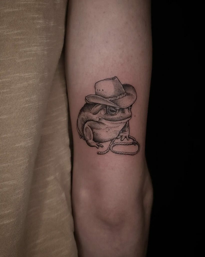 Funny Cowboy Tree Frog Tattoo Design