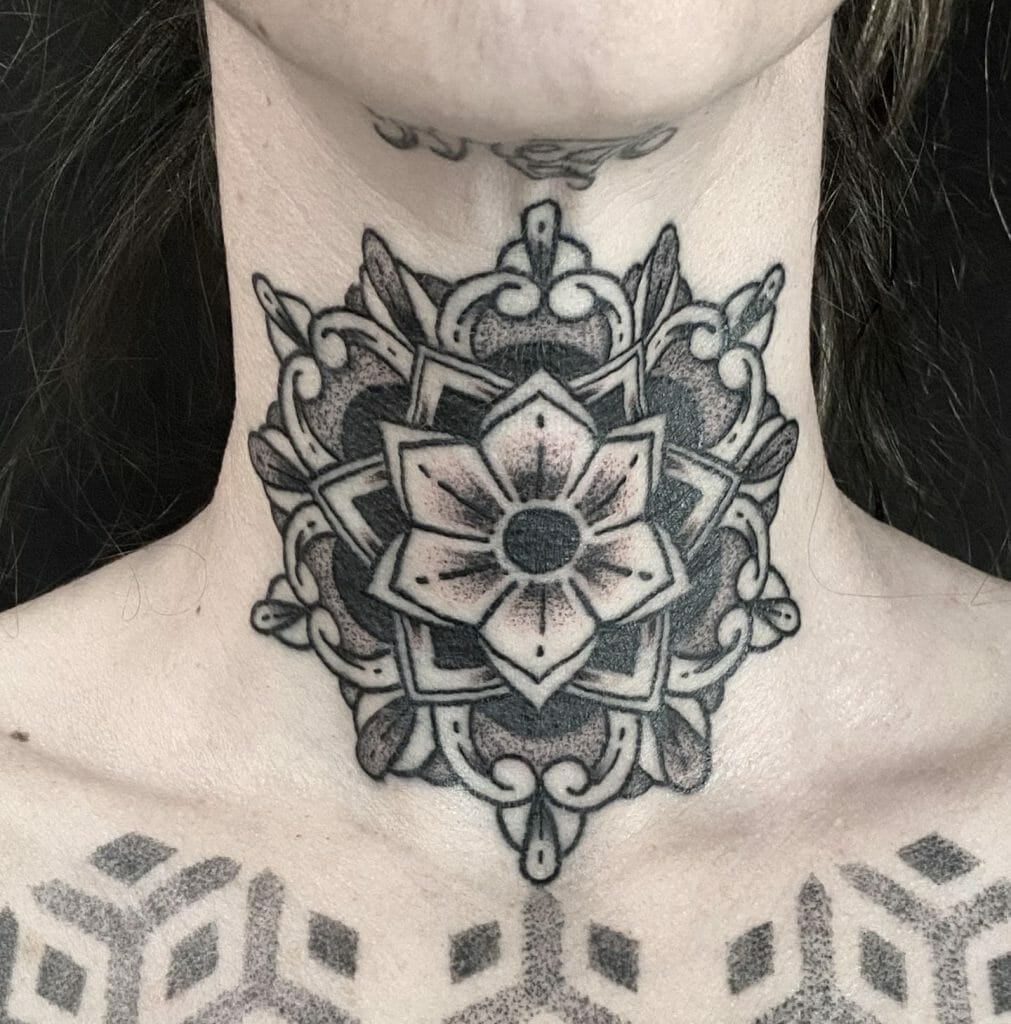 Geometric Throat Tattoos
