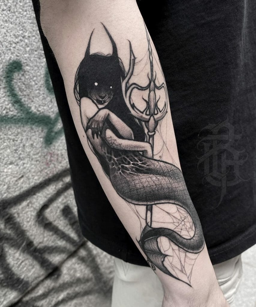 Ghost Mermaid Tattoo On The Hand