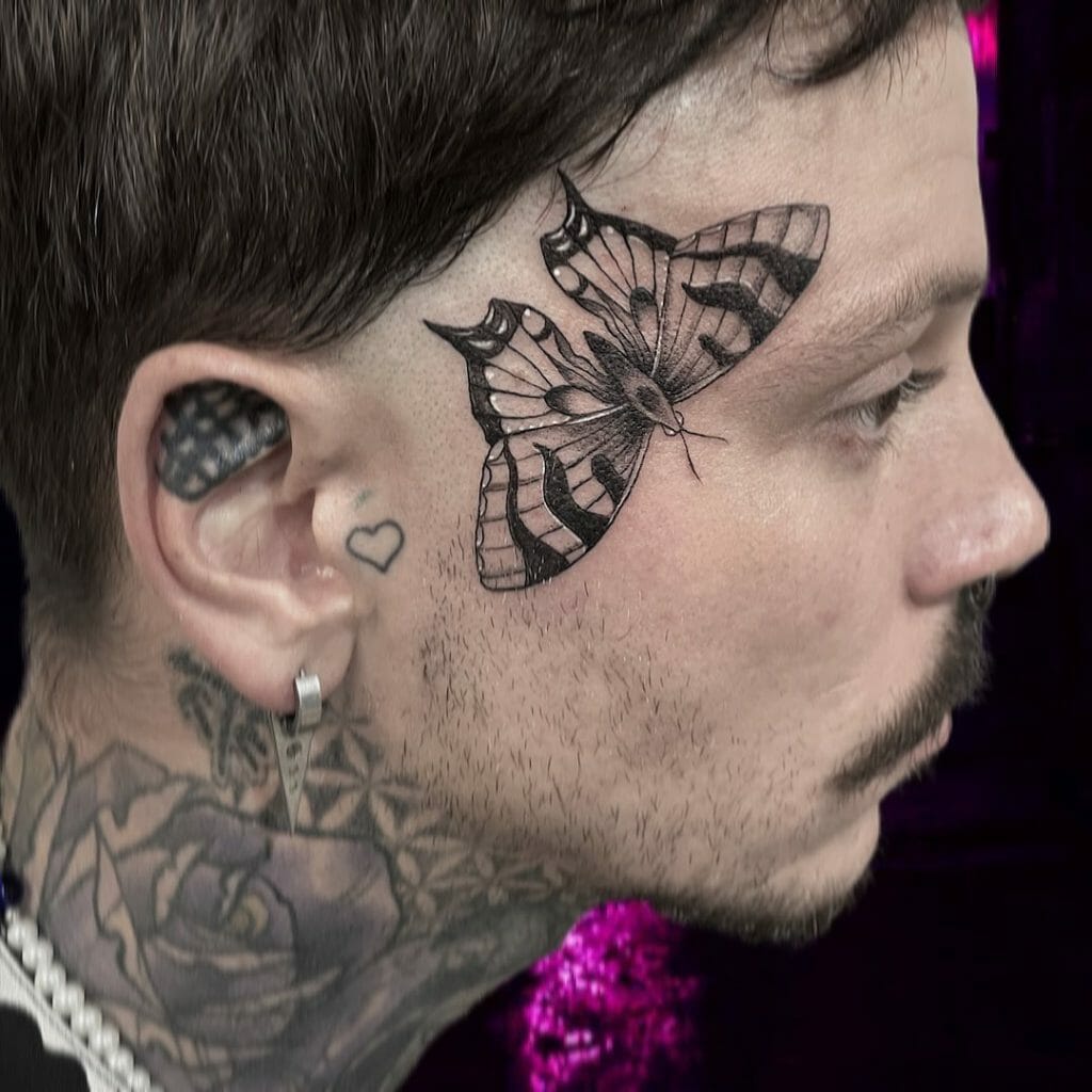 Giant Butterfly Face Tattoos