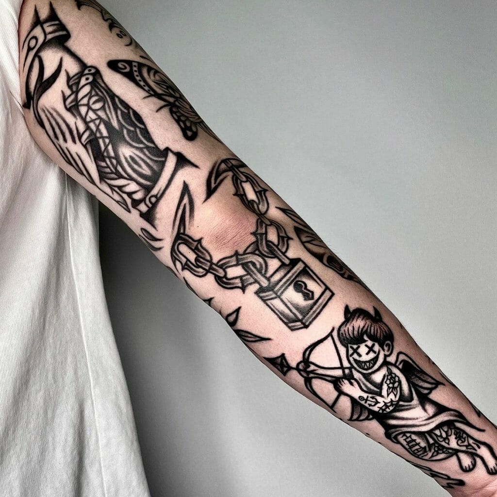 Graphic Spaced Out Sleeve Tattoo