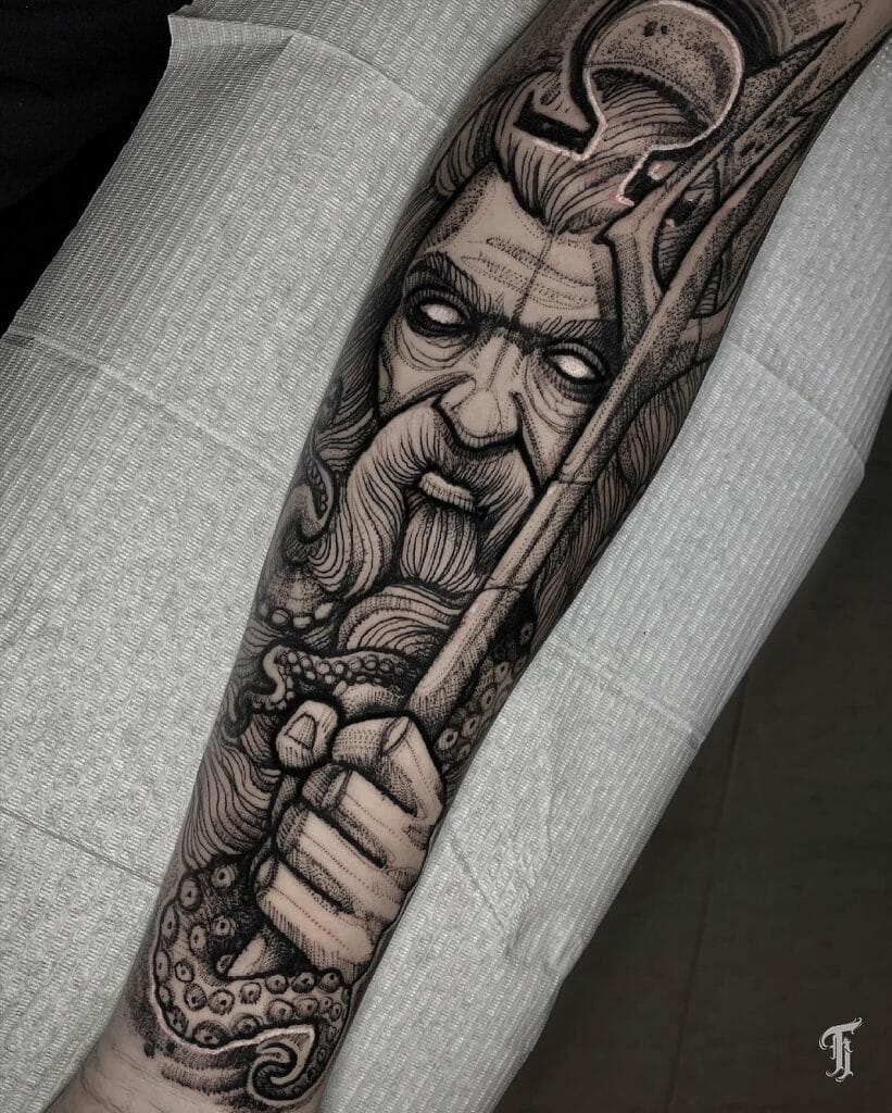 Greek God Poseidon Tattoo Sleeve