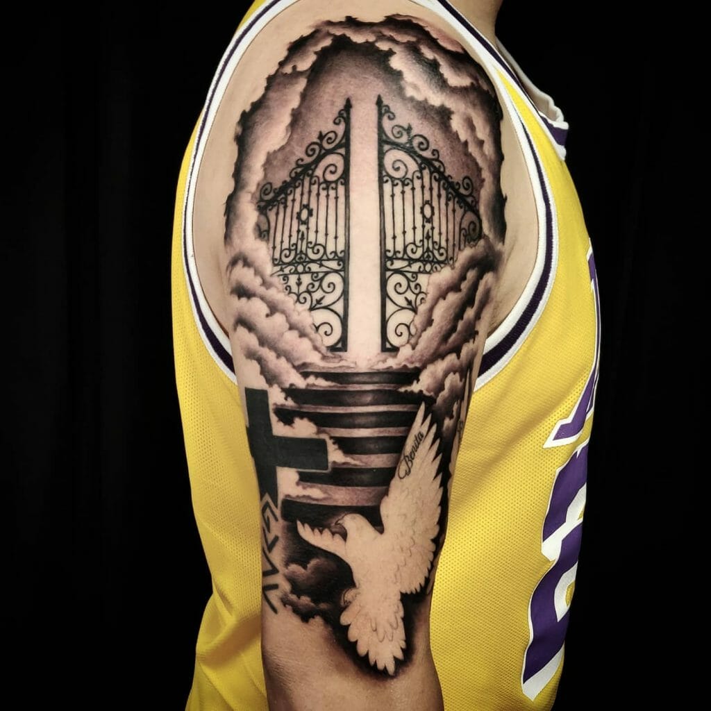 Heaven Gates Tattoo Full Sleeve On Arm