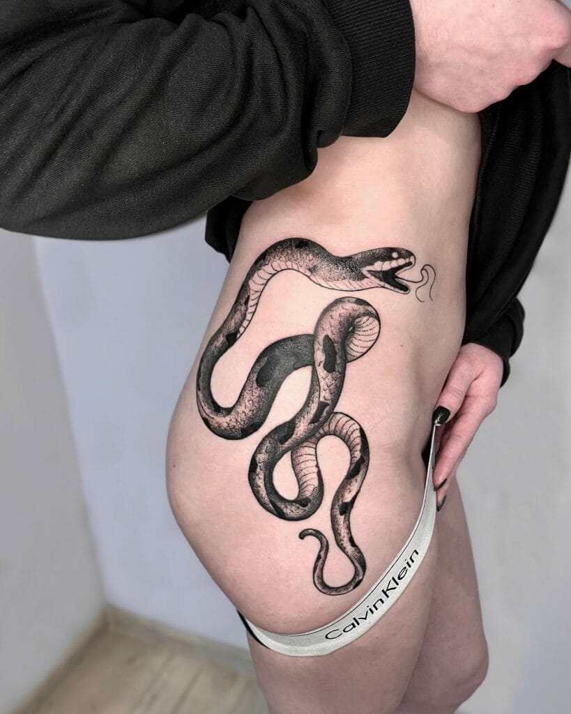 Highly Detailed Simple Snake Drawing Tattoo