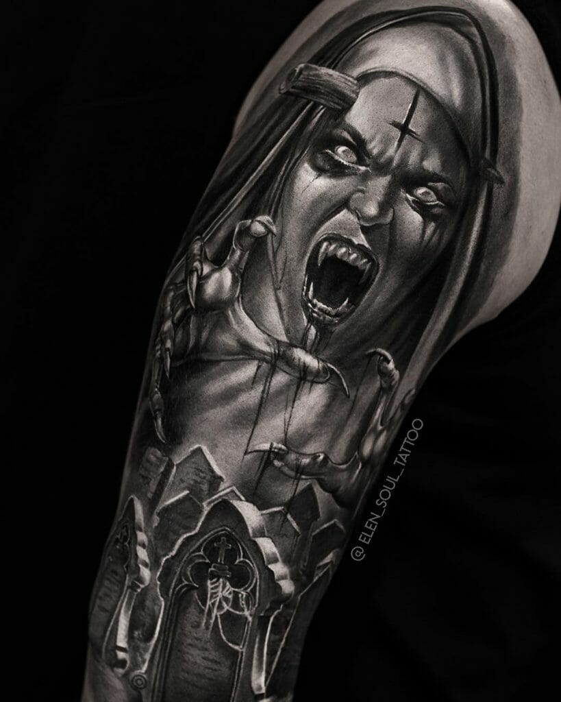 Horror Movie Sleeve Tattoo