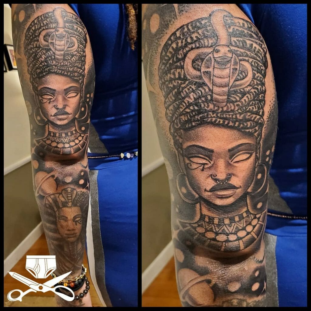 Intricate African Queen Sleeve Tattoo