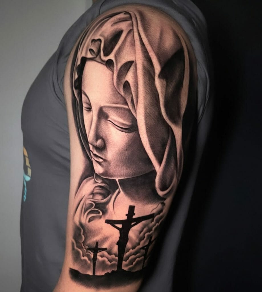 Large Scale Catholic Mary Tattoo