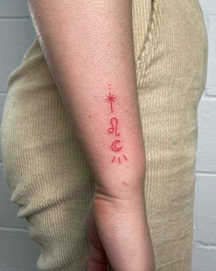 Leo Sign Tattoo In Red ideas