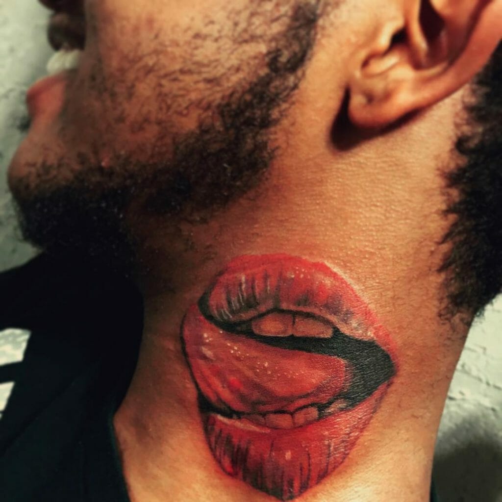 Lips On Neck Tattoo