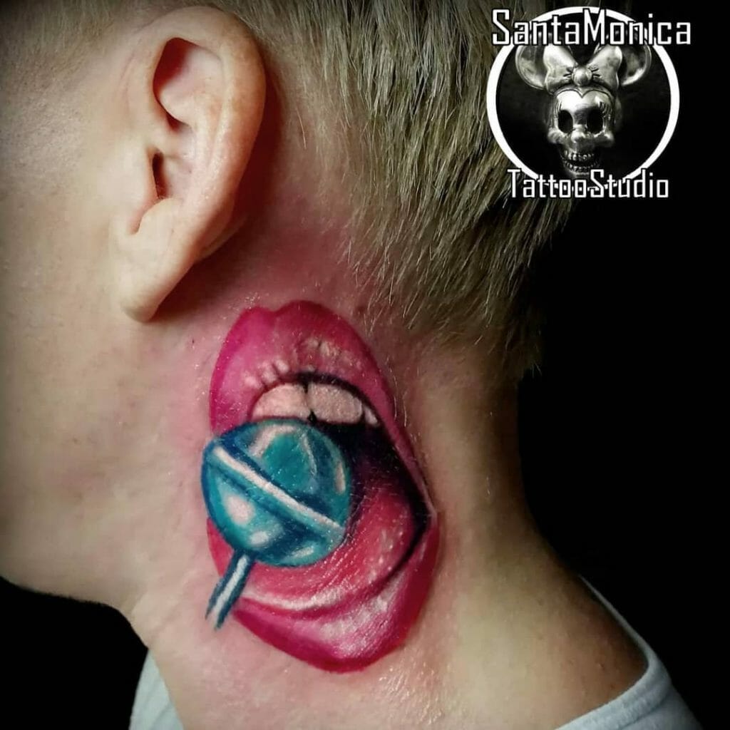 Lolipop And Mouth Tattoo