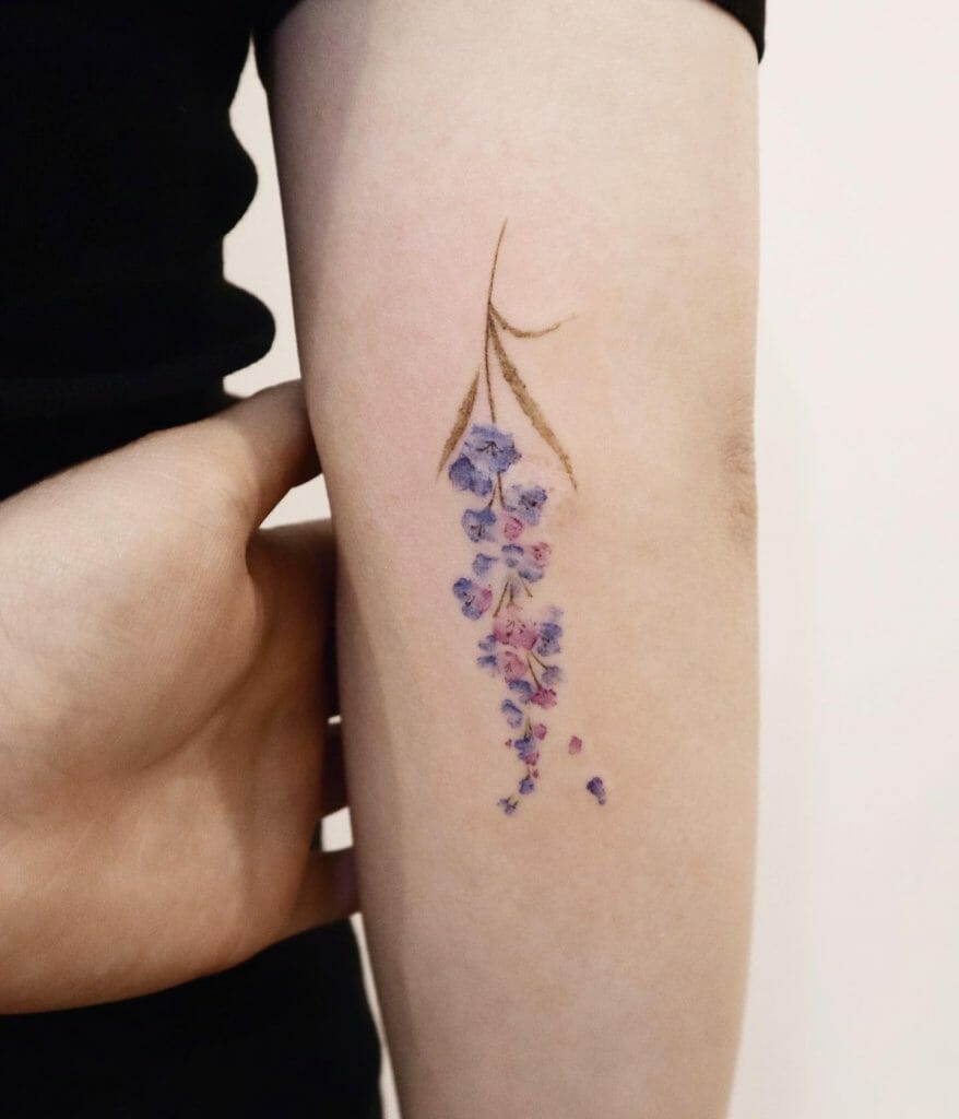 Lovely And Colorful Larkspur Tattoo Ideas