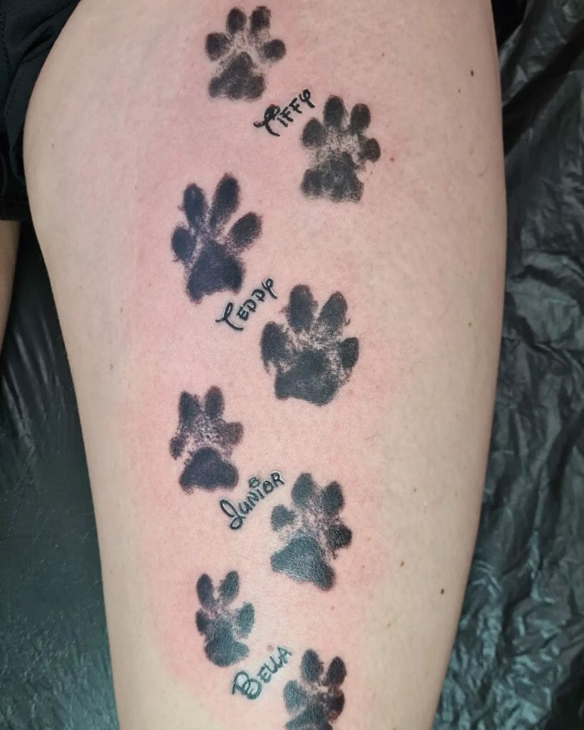Lovely Dog Paw Tattoo With Name Ideas For All Your Dogs