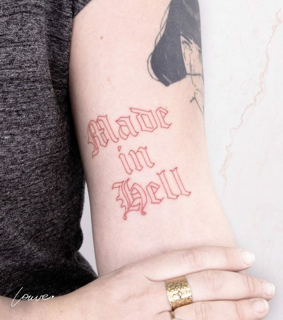 “Made in Hell” Gothic Font Tattoo