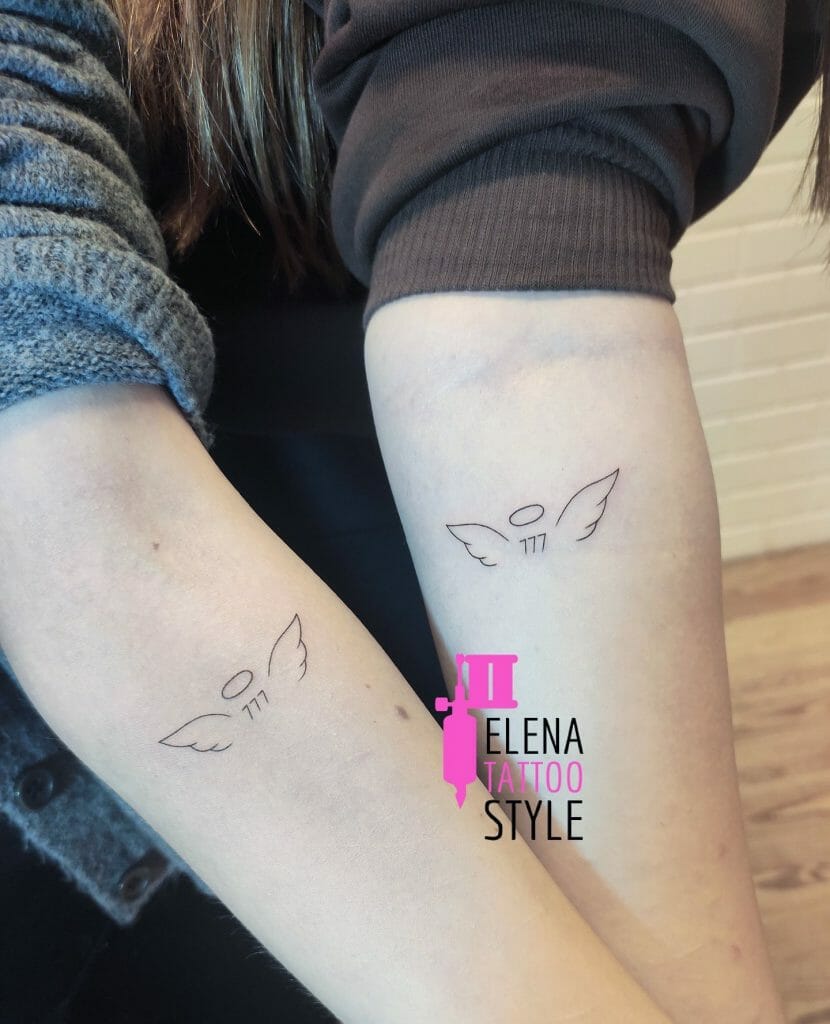 Matching Angel Wing with Halo Tattoos for You