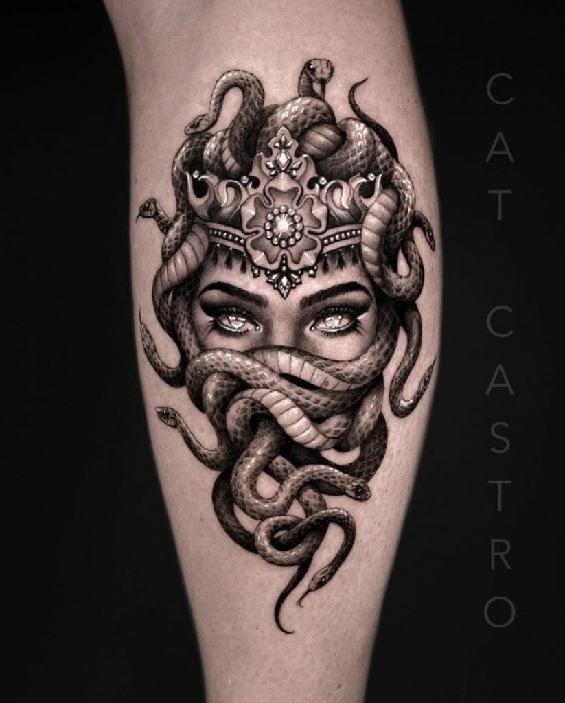 Medusa Leg Sleeve Tattoo