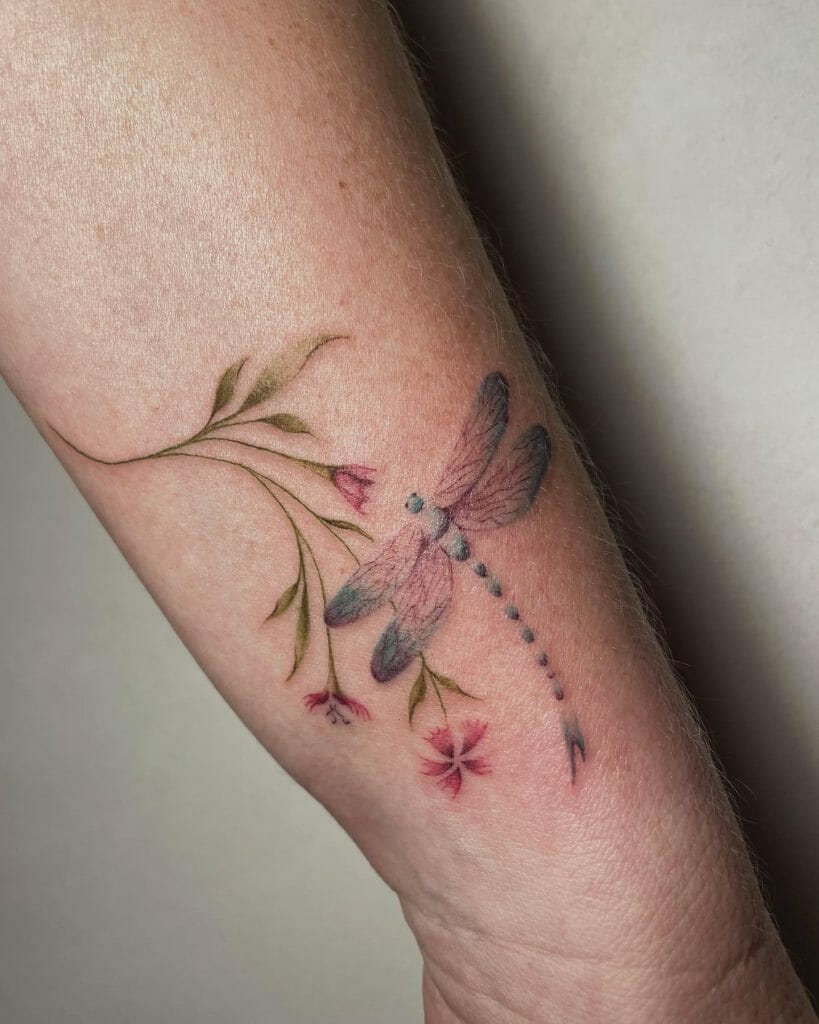 Minimalistic Fineliner Dragonfly Tattoos