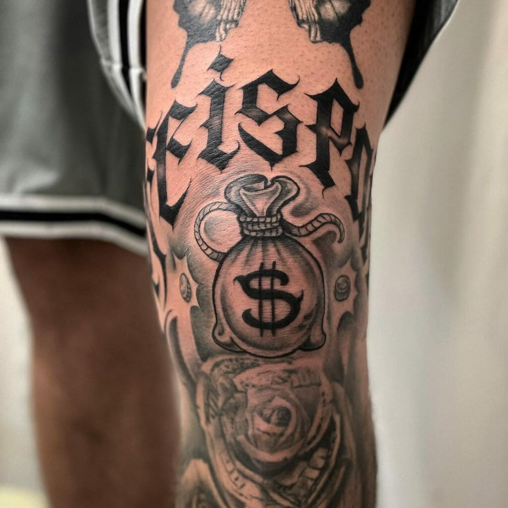 Money Bag Tattoo Designs With Dollar Sign