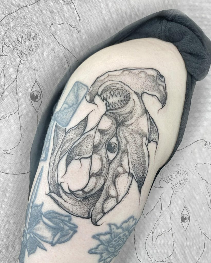 Monster Tribal Hammerhead Shark Tattoo