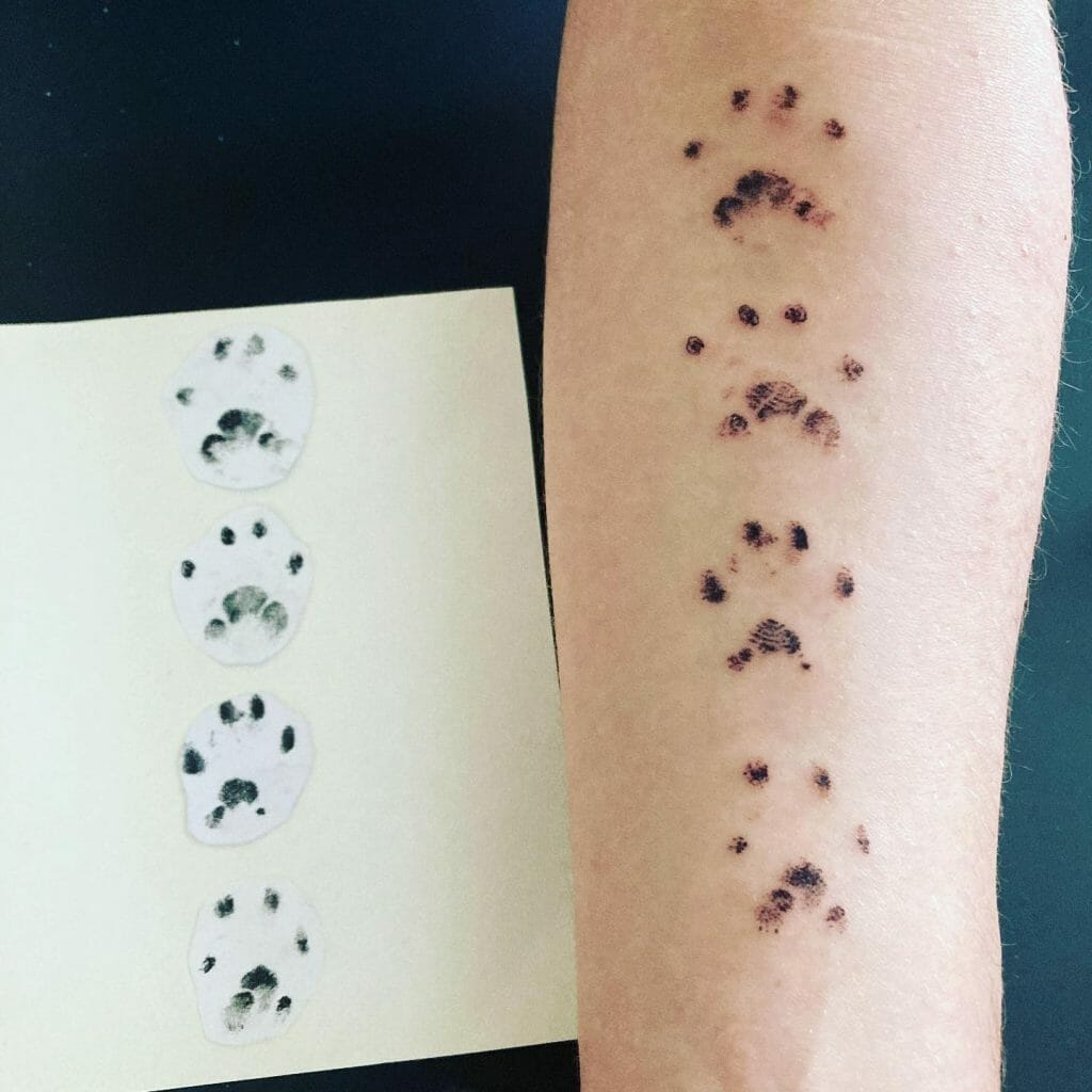 Multiple Paw Print Pet Memorial Tattoo