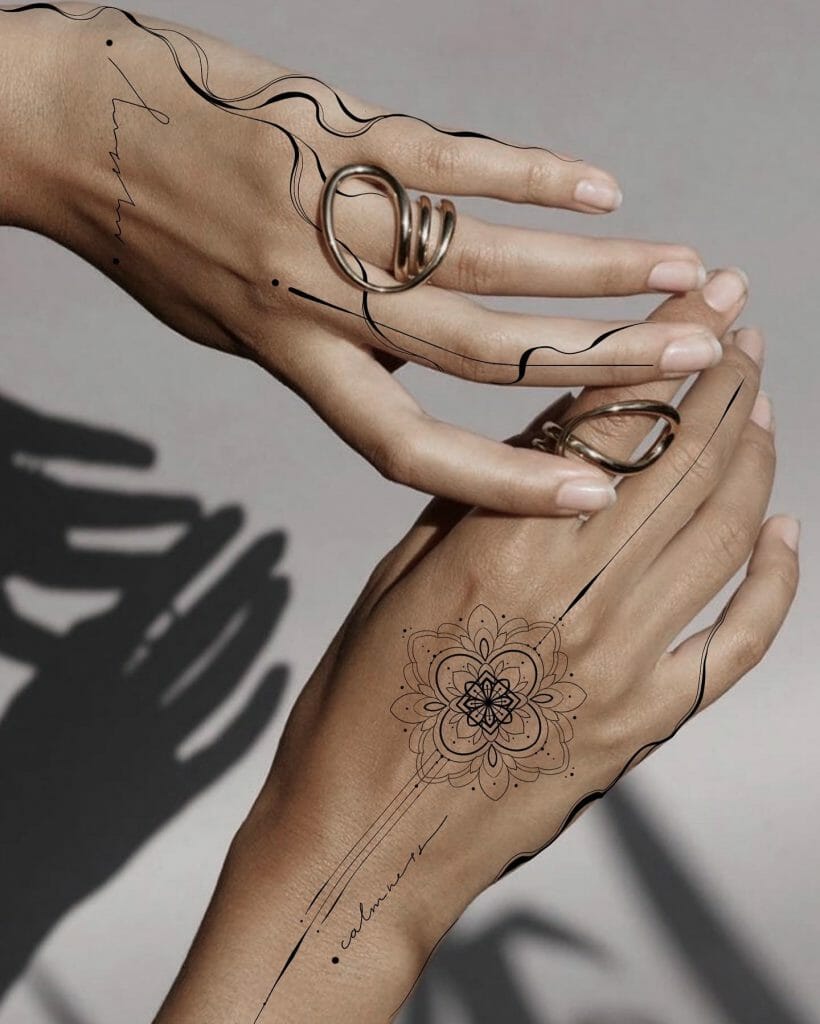 Mystery & Calmness Hand Tattoo For Girls