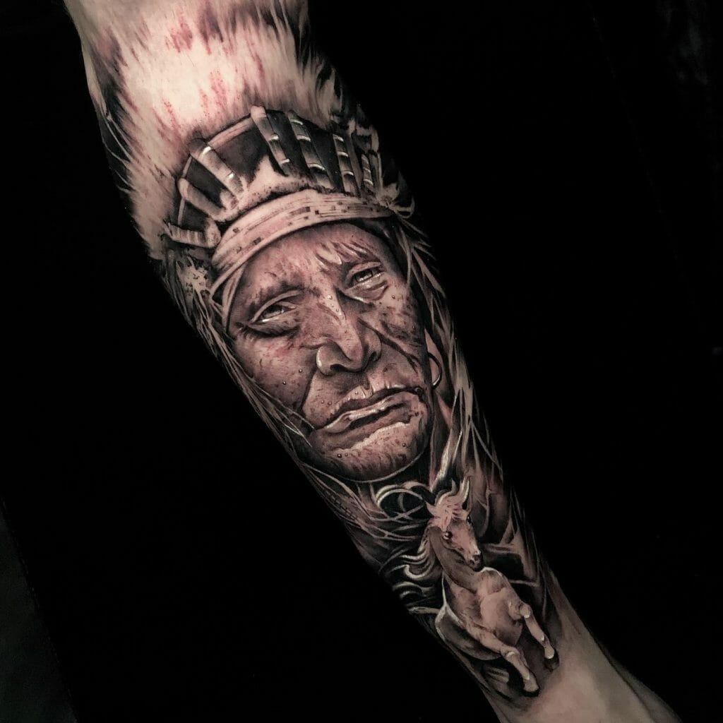 Native American Tribal Sleeve Tattoo