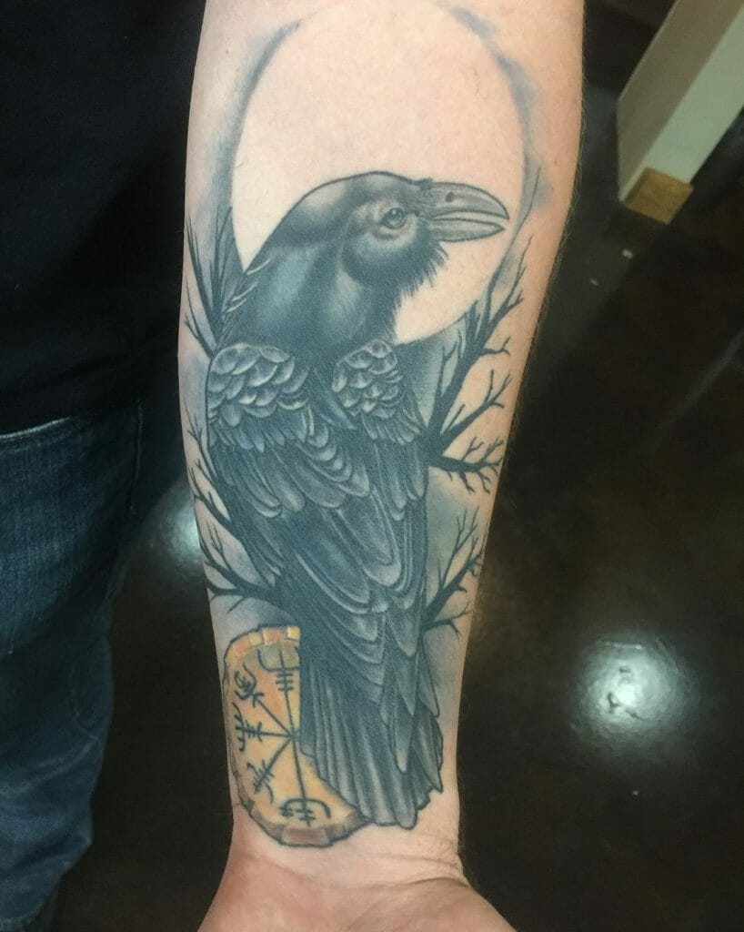 Neo-Traditional Raven Tattoo