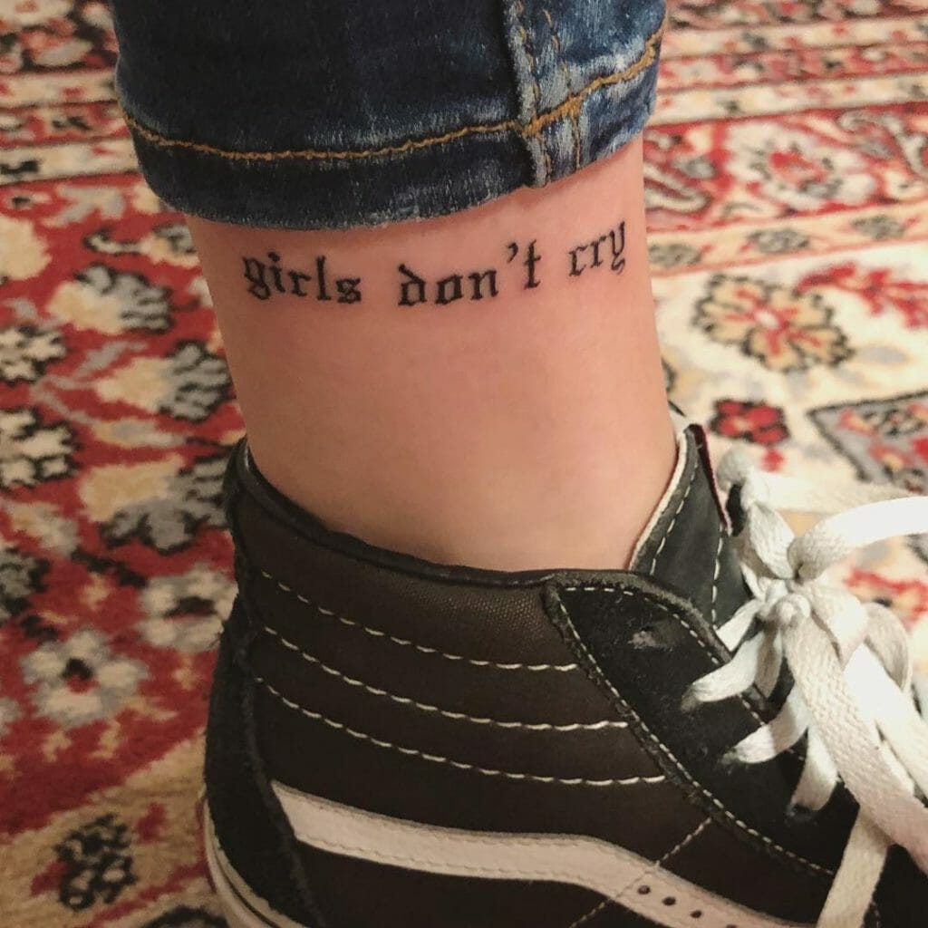 Old English Font Ankle Tattoo For Women