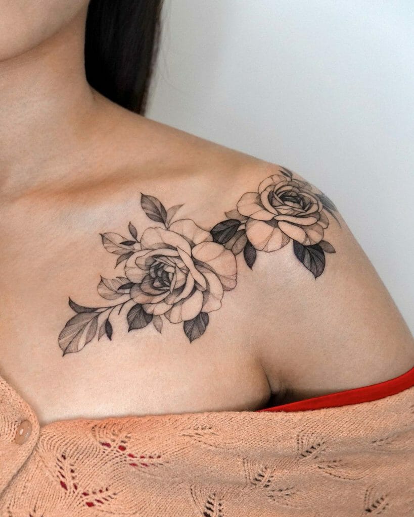 Outline Stencil Rose Tattoo
