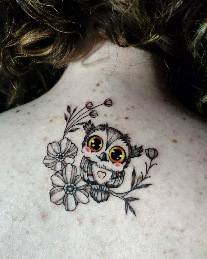 Owl Tattoo For Women's Back Area