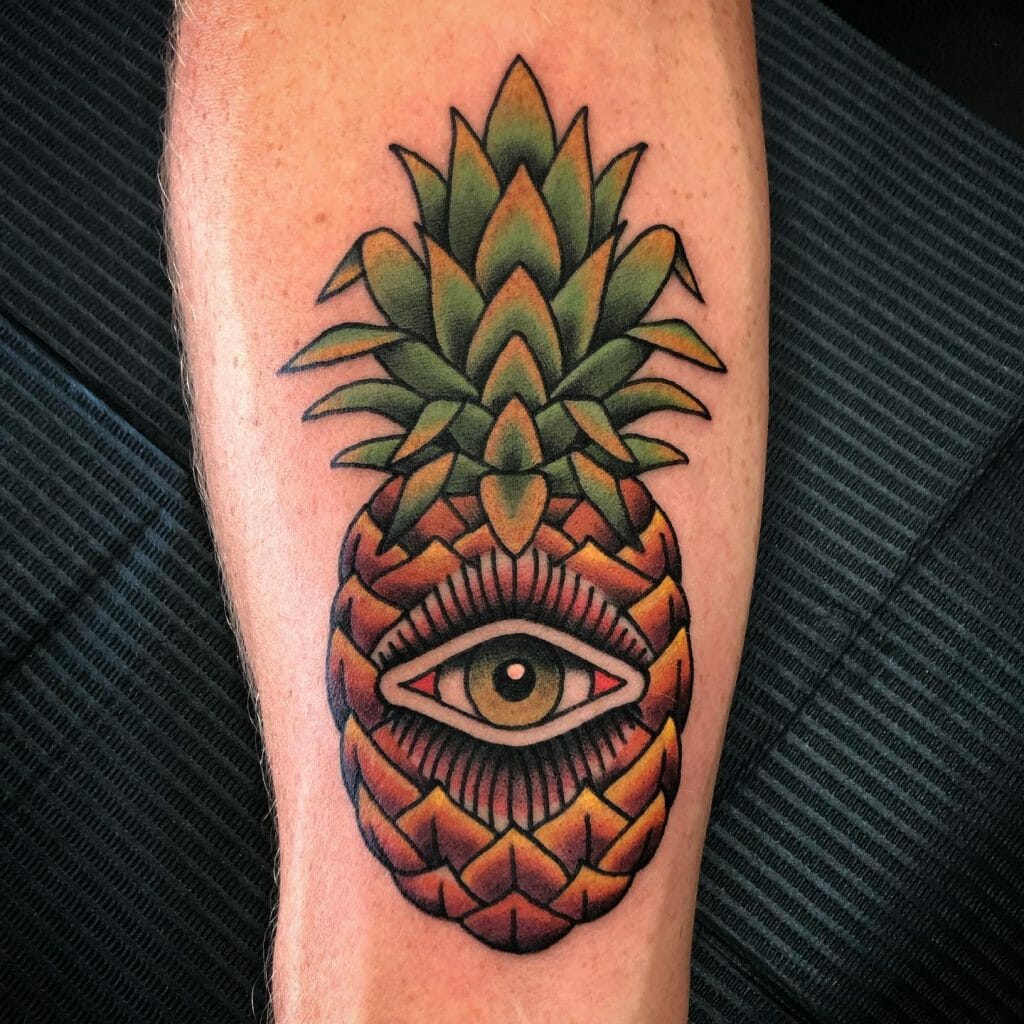 Pineapple Tattoo With Third Eye