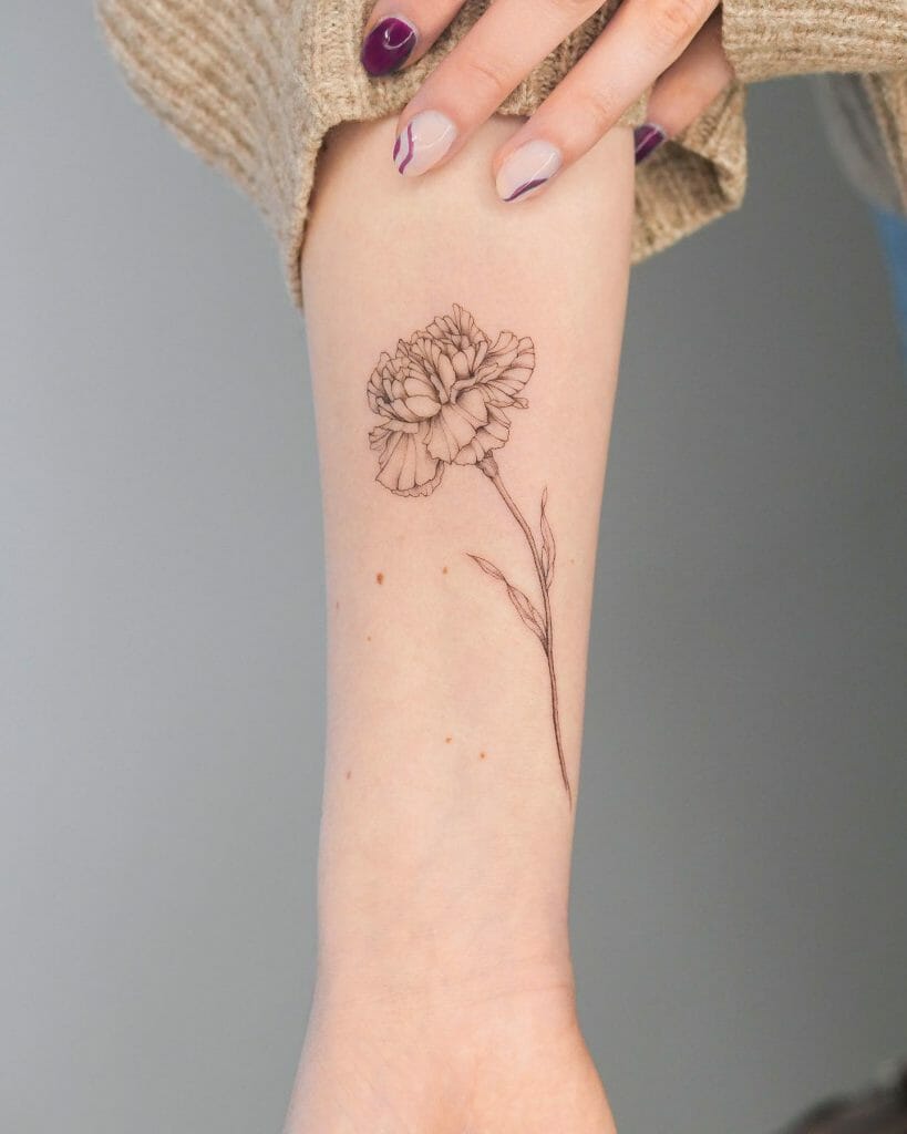 Pretty Carnation Flower Outline Tattoo Ideas