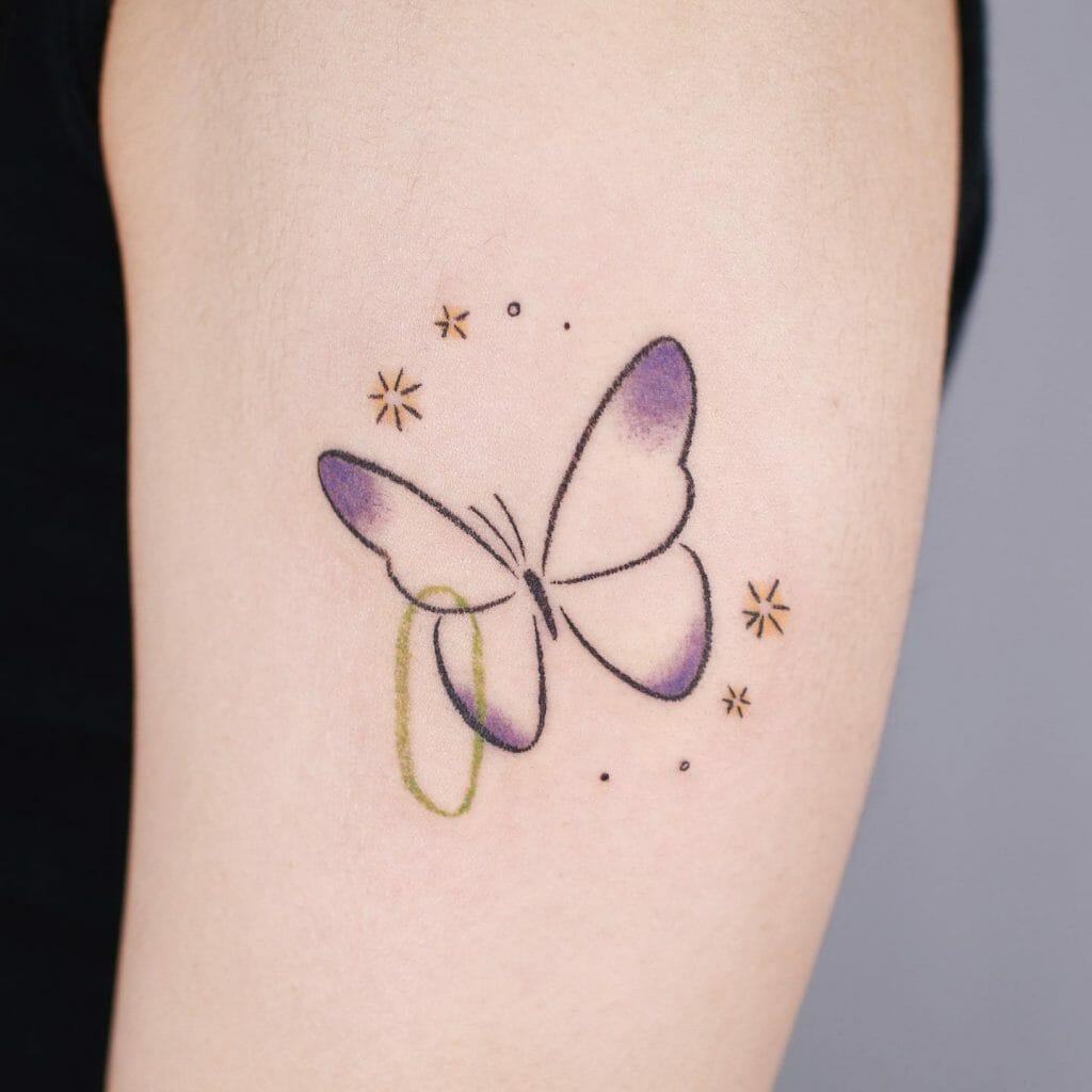 Purple Butterfly Tattoo Small