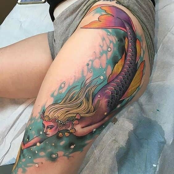 Purple Mermaid Tattoo