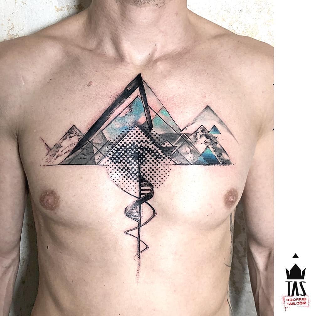 Pyramid Tattoo With Dot Work