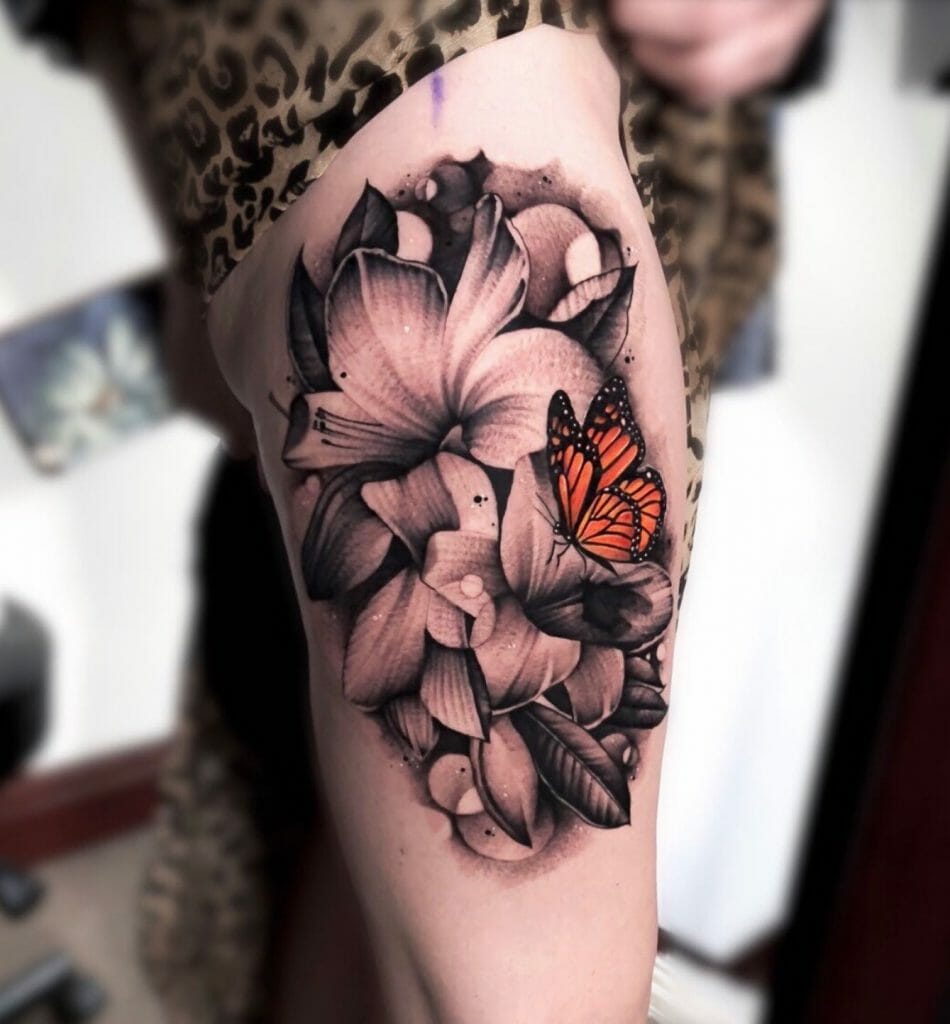 Realistic Butterfly And Flower Tattoo ideas