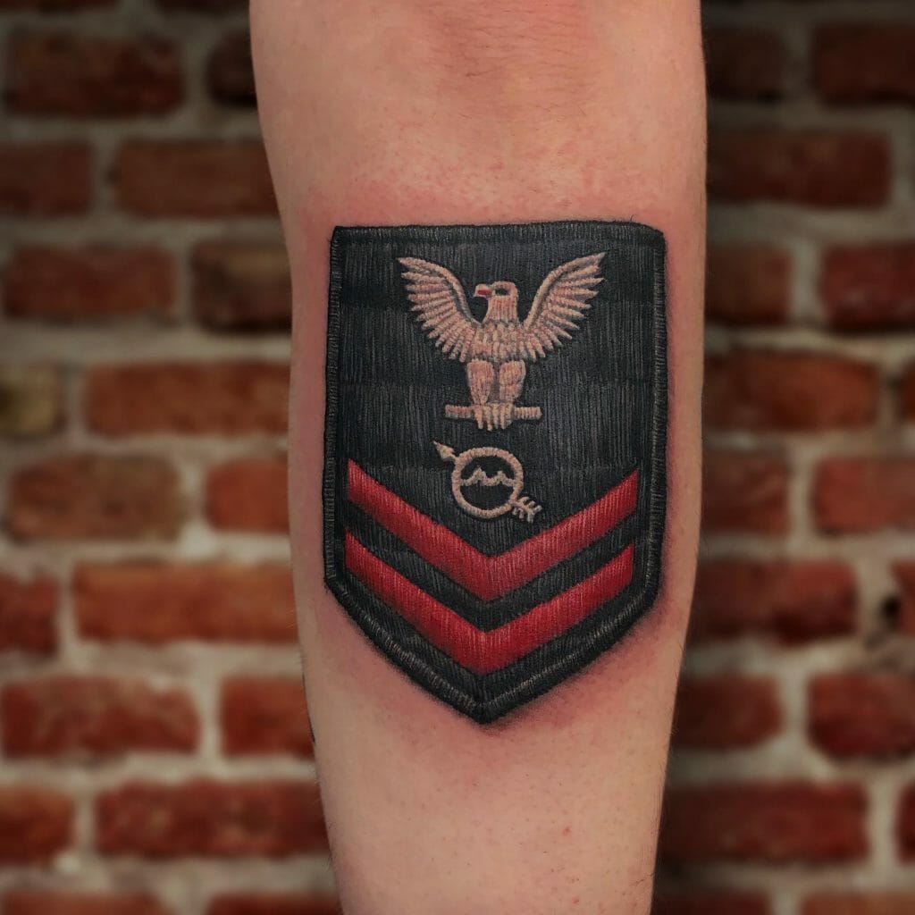 Realistic Navy Patch Tattoo