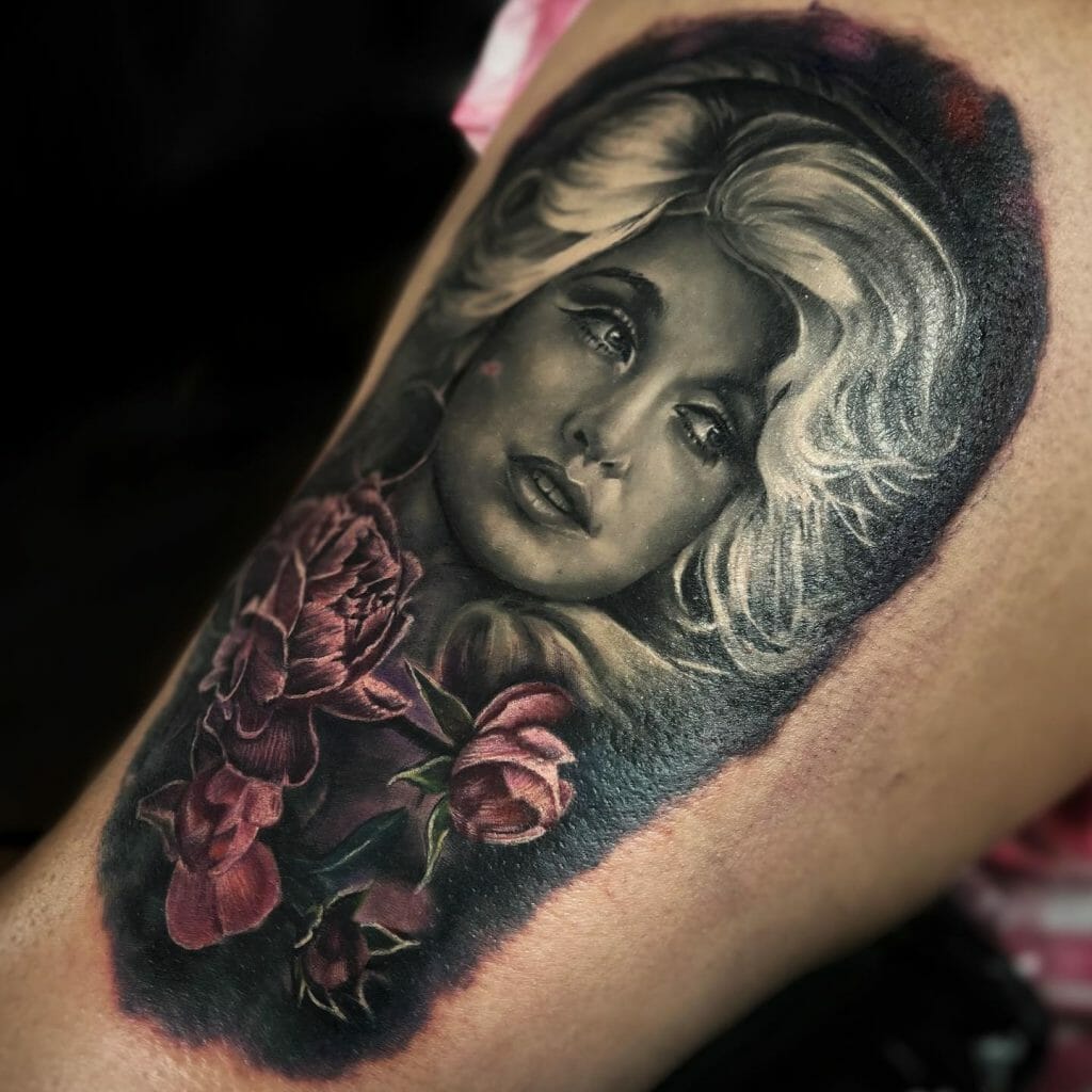 Realistic Portrait Tattoos Of Dolly Parton