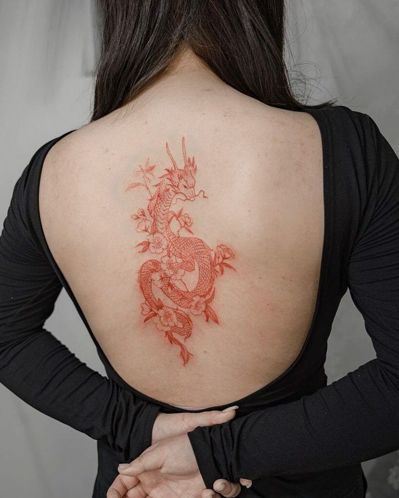 Red Dragon Yakuza Tattoo Design For Women