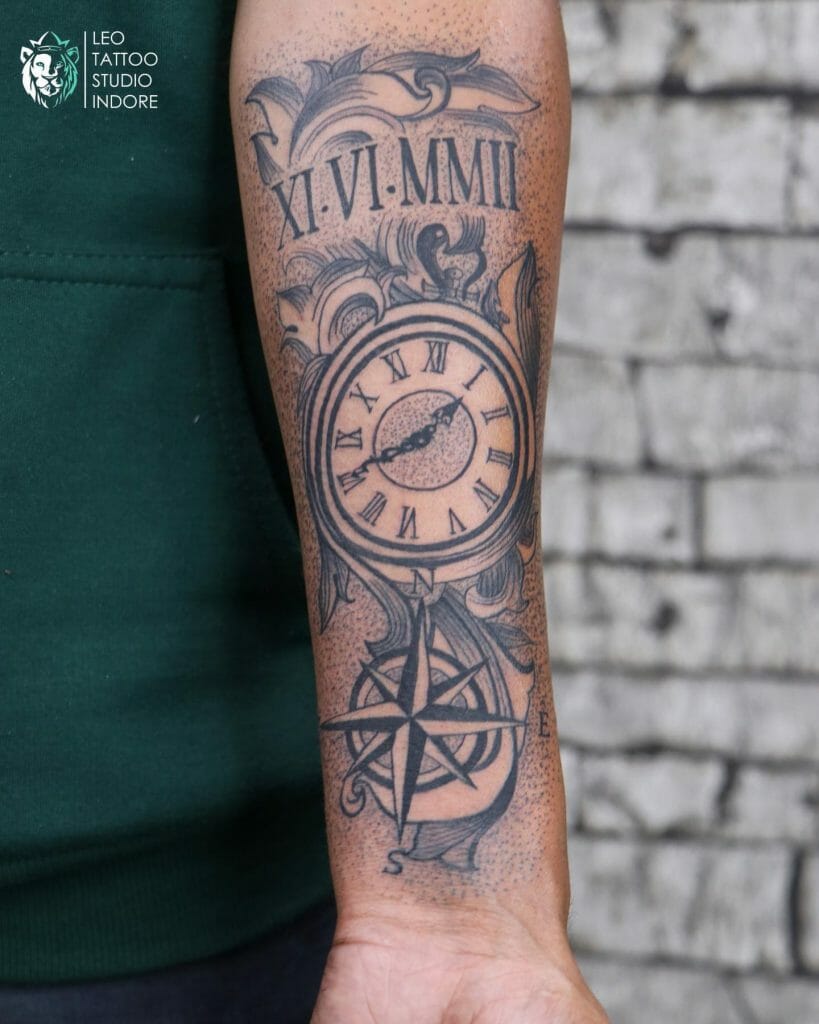 Roman Numerals Clock Tattoo