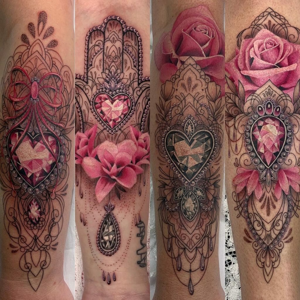 Rose And Diamond Tattoo Drawing