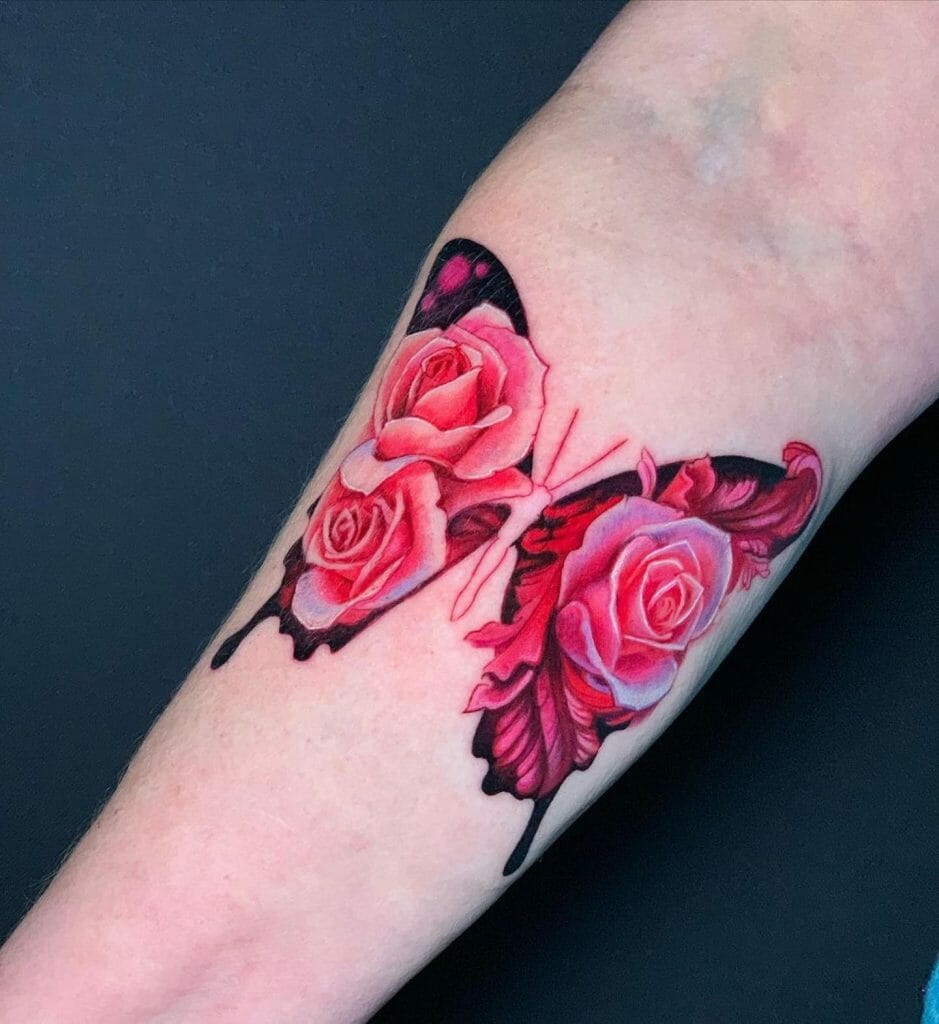 Rose Merged With Butterfly Tattoo
