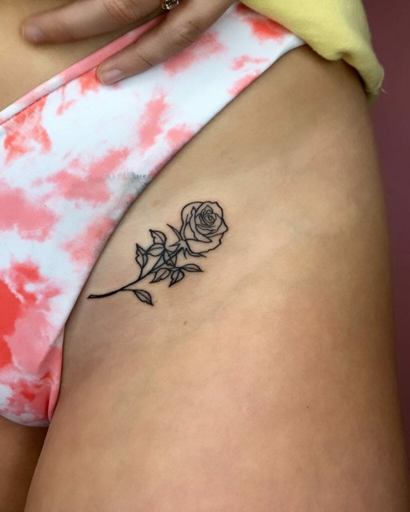 Rose Outline Pelvic Tattoo