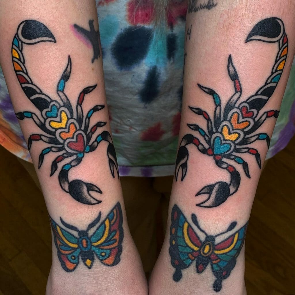 Scorpion And Butterfly Tattoo