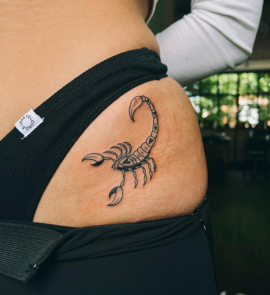 Scorpion Front Hip Tattoo