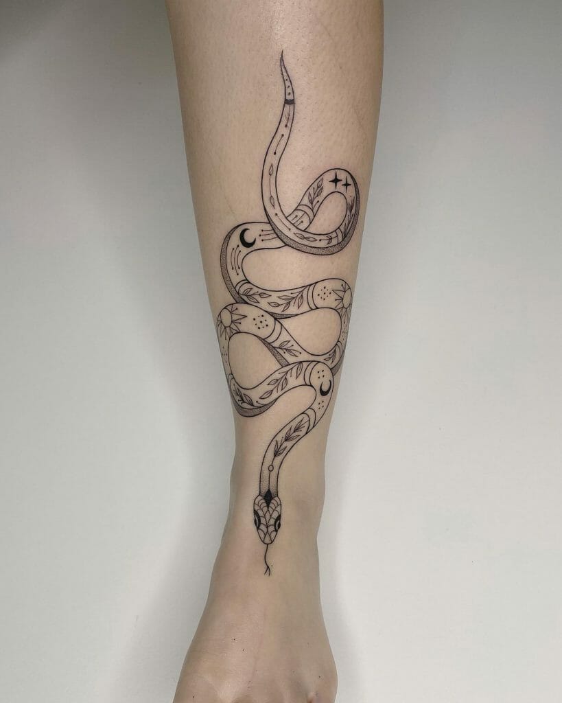 Serpent Tattoos Around Ankle