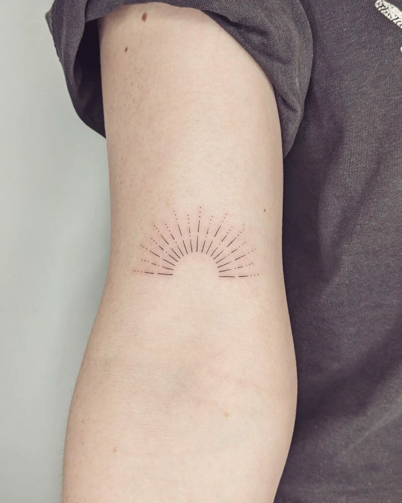 Setting Sun Simple Geometric Sun Tattoo Design