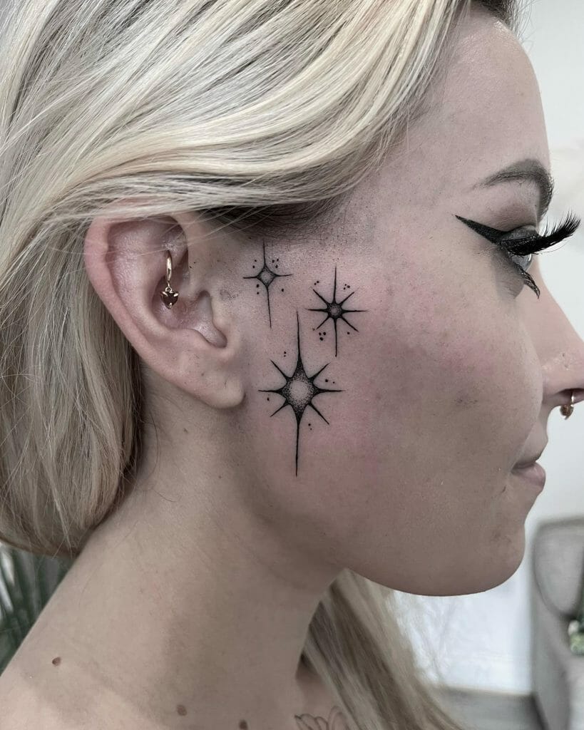 Side Star Face Tattoo